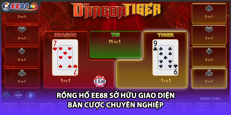 Rồng hổ EE88 sở hữu giao diện bàn cược chuyên nghiệp